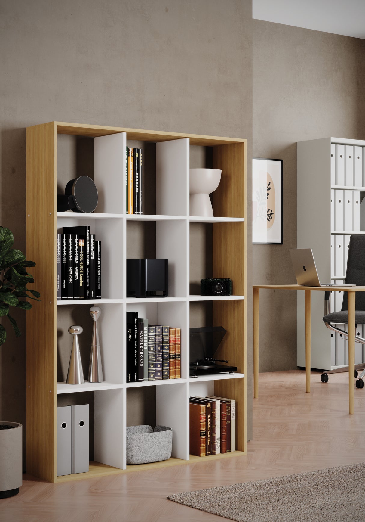 Libreria composta da 12 cubi di cui 3 con fondo Misure 103X24X148cm