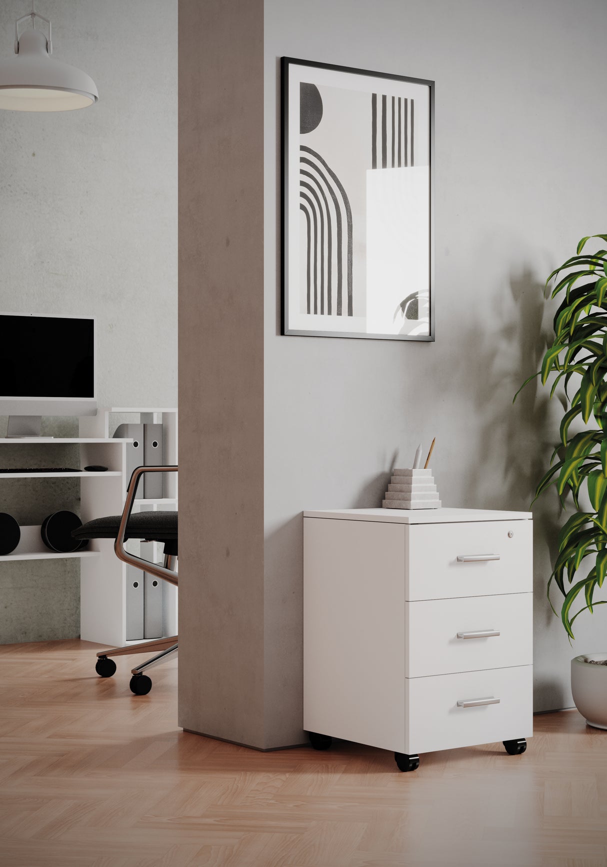 Cassettiera ufficio 3 cassetti, 1 con chiave Misure40x40x60cm