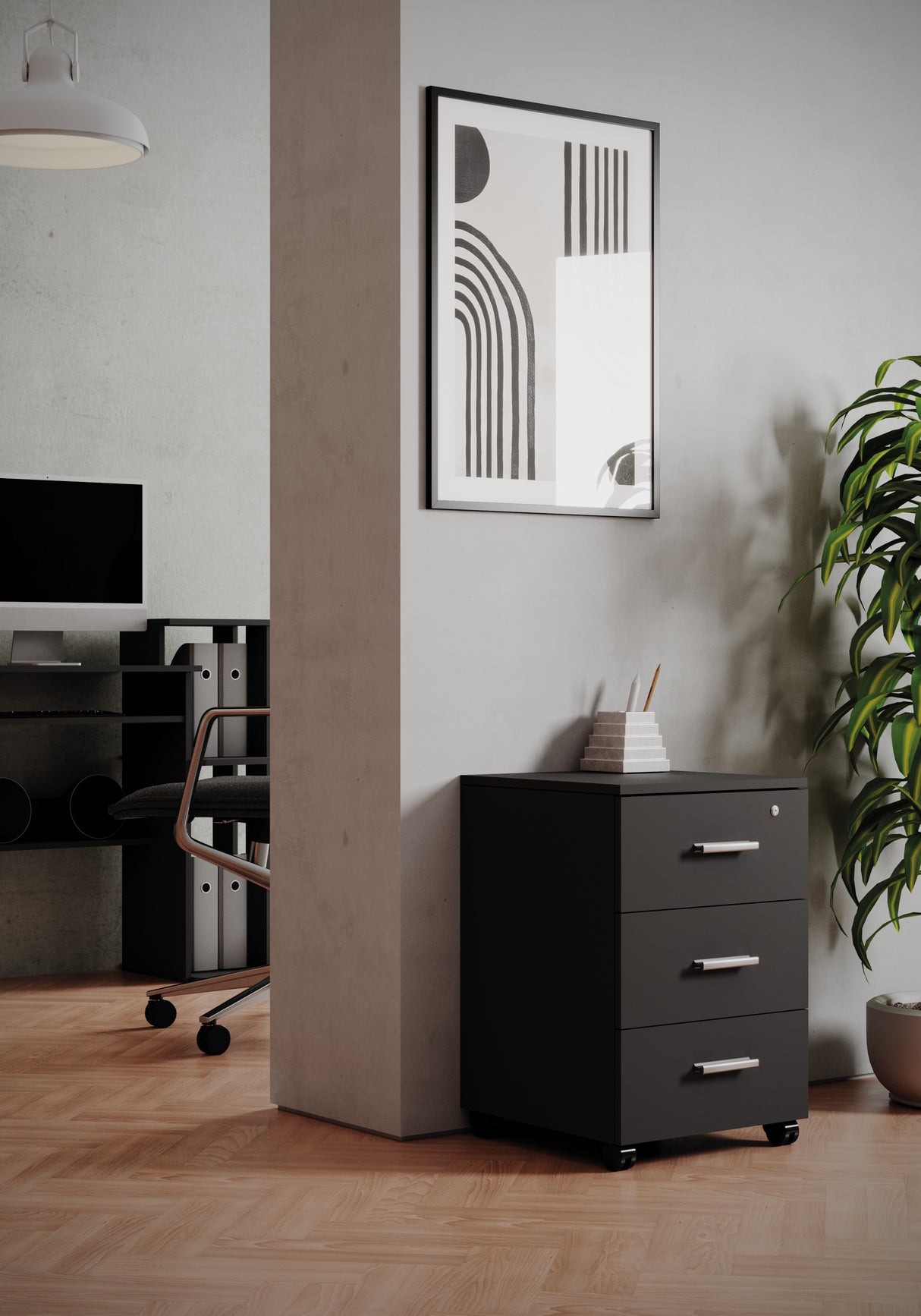 Cassettiera ufficio 3 cassetti, 1 con chiave Misure40x40x60cm