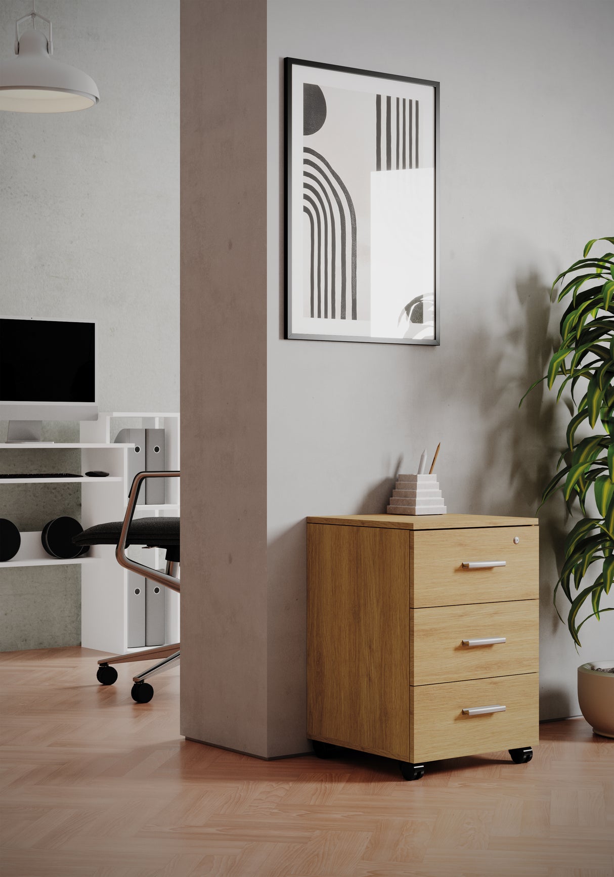 Cassettiera ufficio 3 cassetti, 1 con chiave Misure40x40x60cm