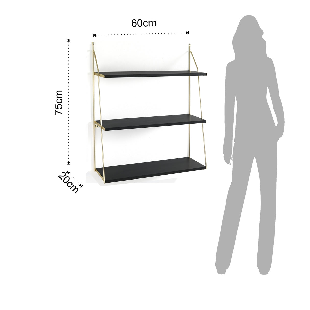 Mensola da parete con tre ripiani