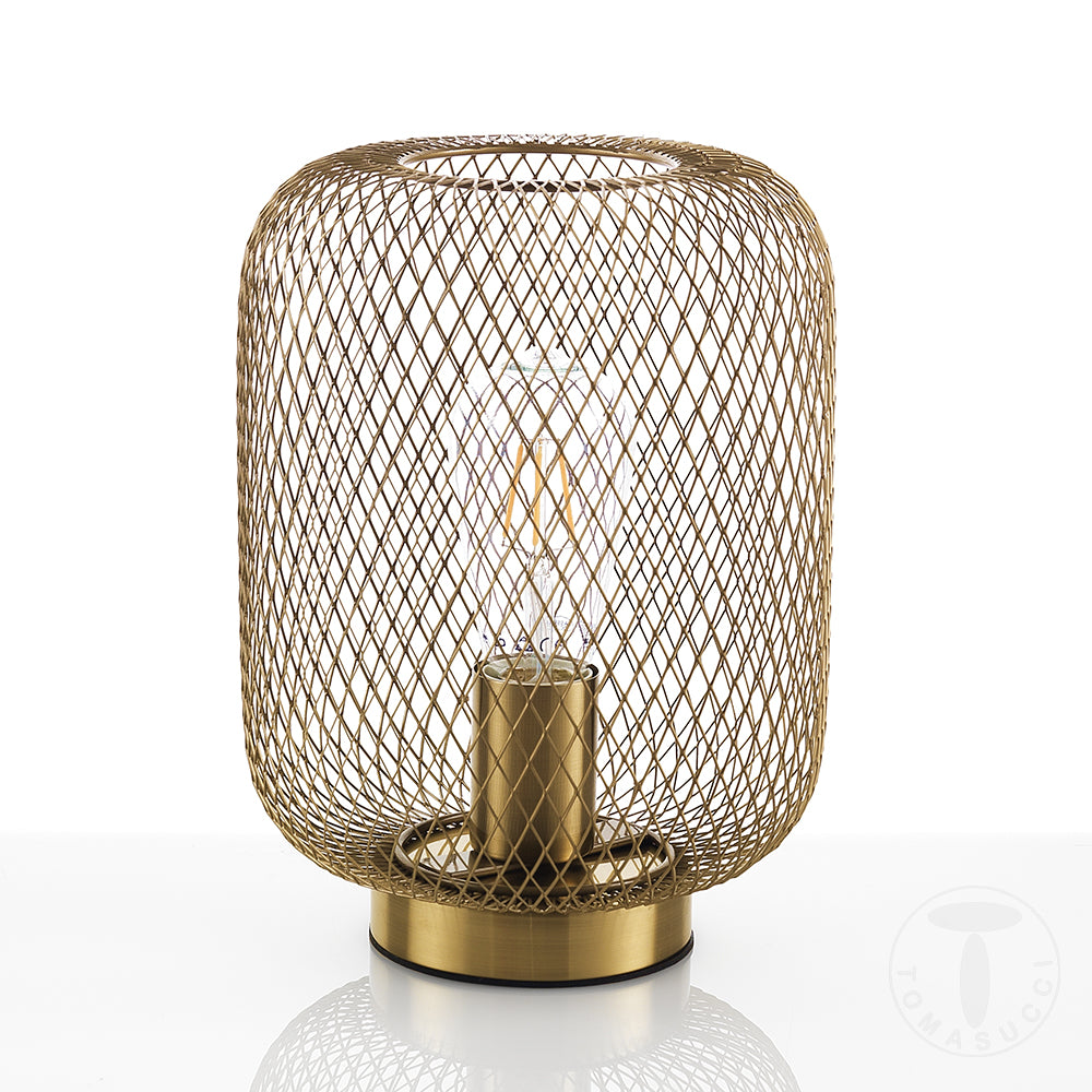 Lampada da tavolo realizzata in filo di metallo Ottone anticato opaco