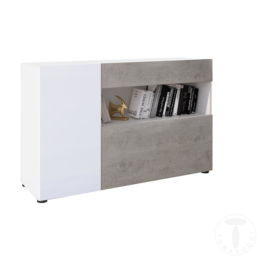Credenza o Mobile composto da 2 ante 1 cassetto finitura Larice Bianco