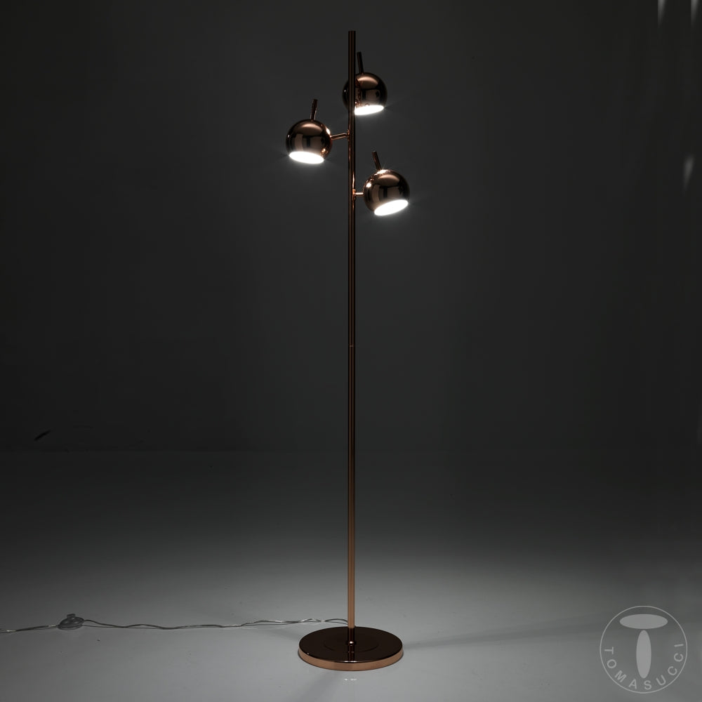 Lampada da terra con struttura in acciaio finitura Ottone