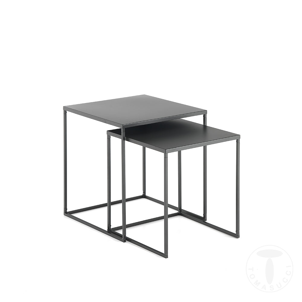 Set 2 tavolini struttura realizzata in acciaio verniciato antracite opaco