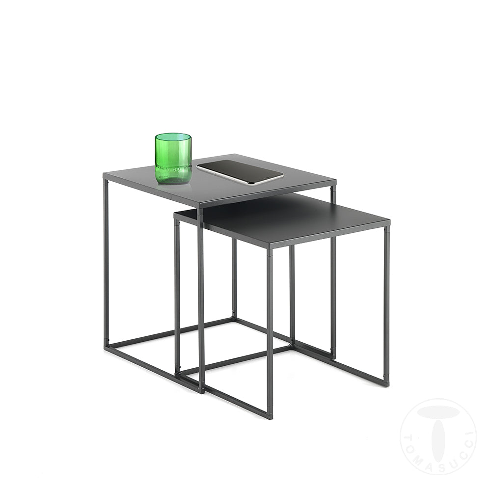Set 2 tavolini struttura realizzata in acciaio verniciato antracite opaco