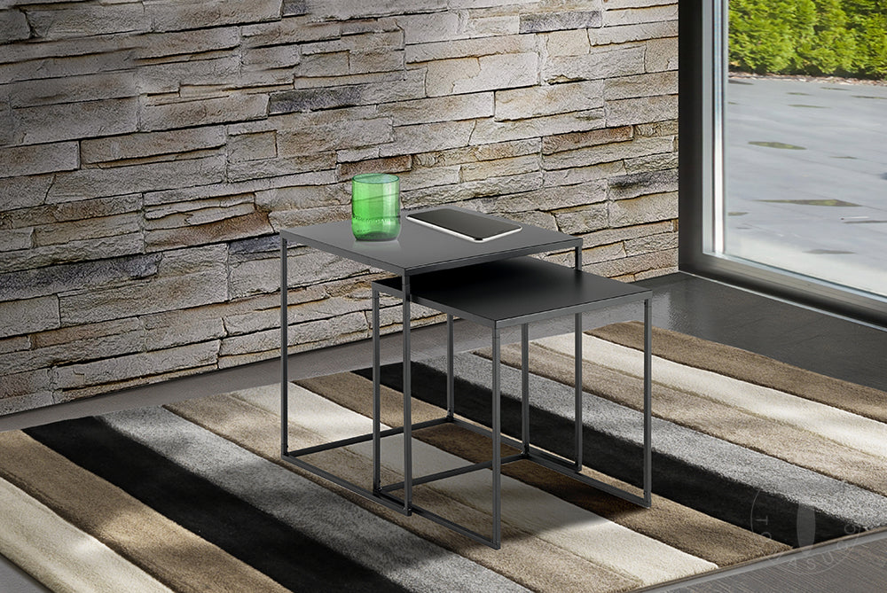 Set 2 tavolini struttura realizzata in acciaio verniciato antracite opaco