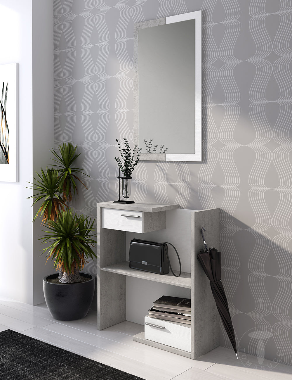 Ingresso realizzato con pannelli ecologici di particelle di legno