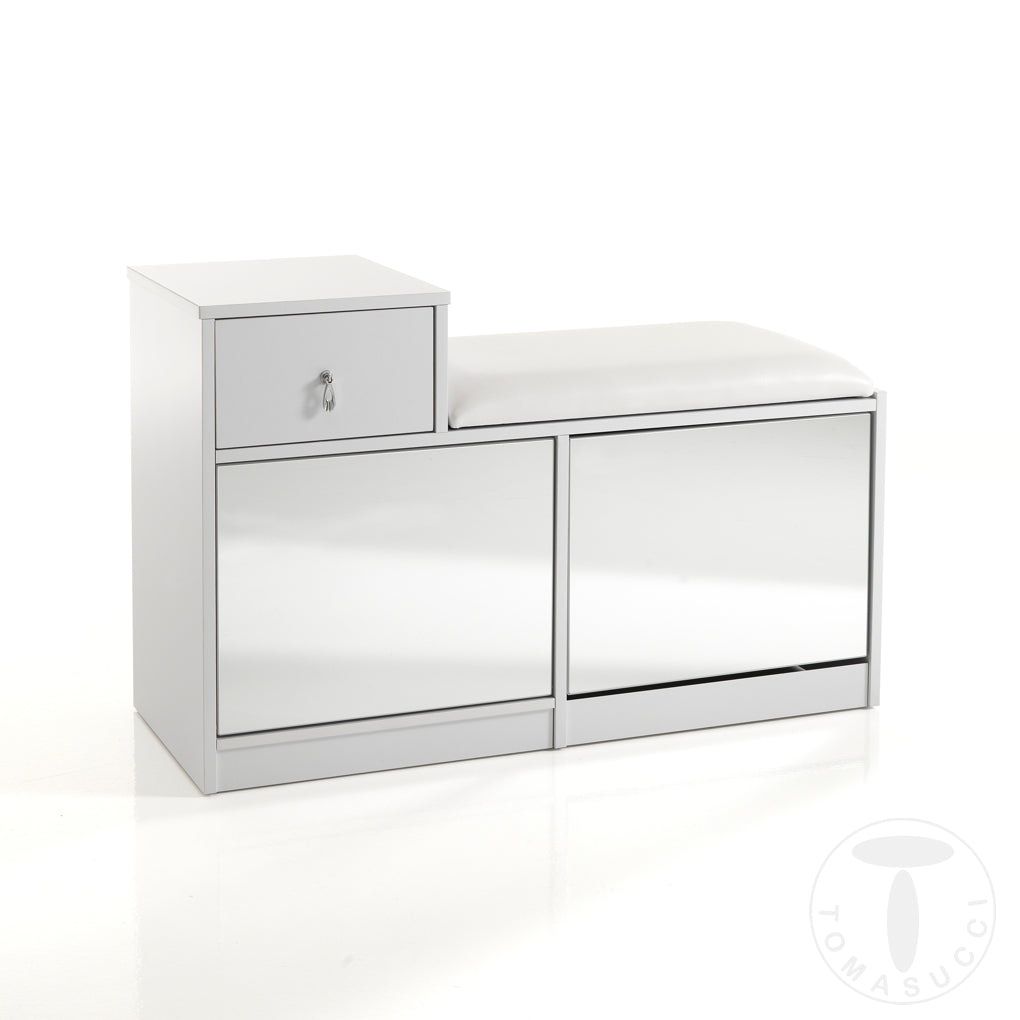 Scarpiera e panca due in un solo prodotto di colore Bianco