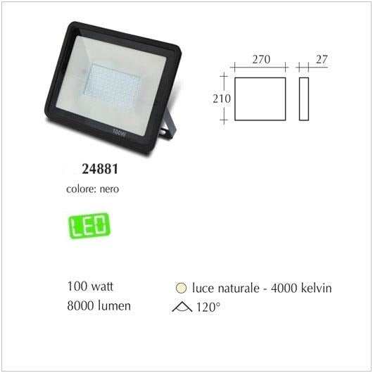 Proiettore Led IP65 Faro Led luce naturale 4000K 100 watt