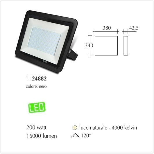 Proiettore Led IP65 Faro Led luce naturale 4000K 200watt