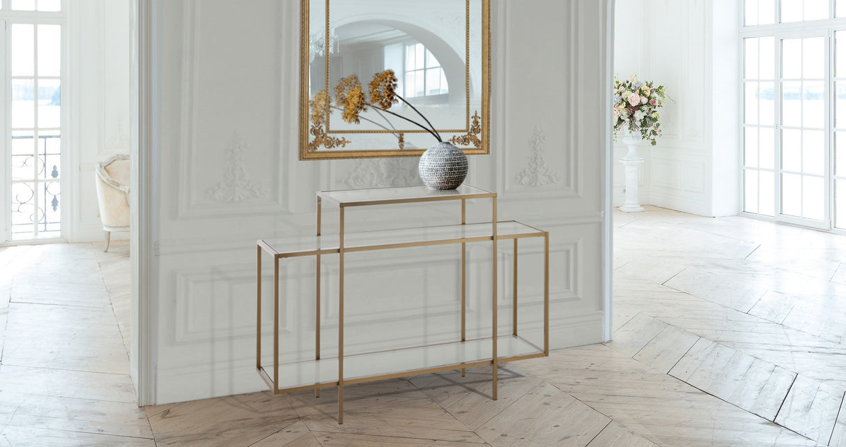 Consolle struttura realizzata in acciaio finitura Oro opaco