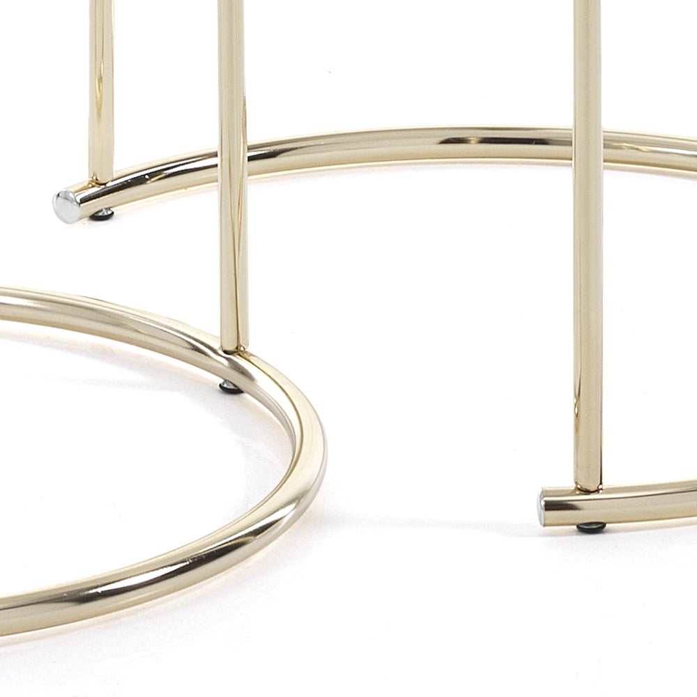 Set 2 tavolini  in acciaio verniciato Oro lucido