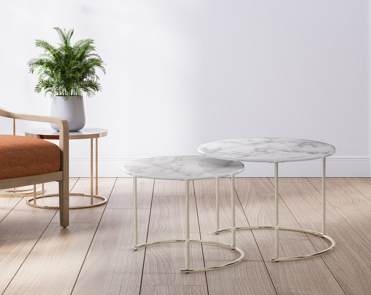 Set 2 tavolini  in acciaio verniciato Oro lucido