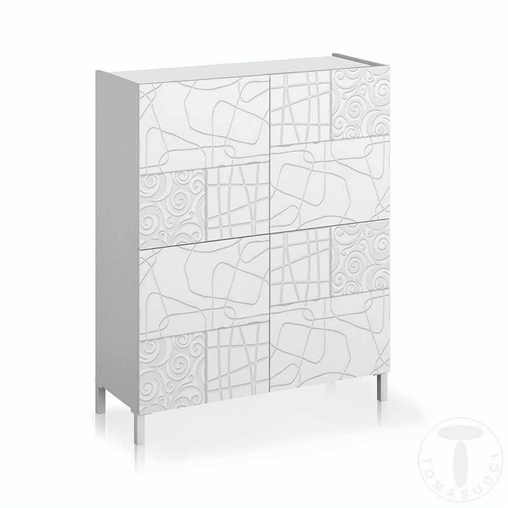 Credenza  realizzato con pannelli laccato colore Bianco lucido
