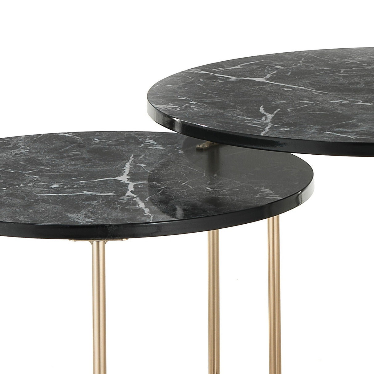 Set 2 tavolini initura Marmo Nero lucido