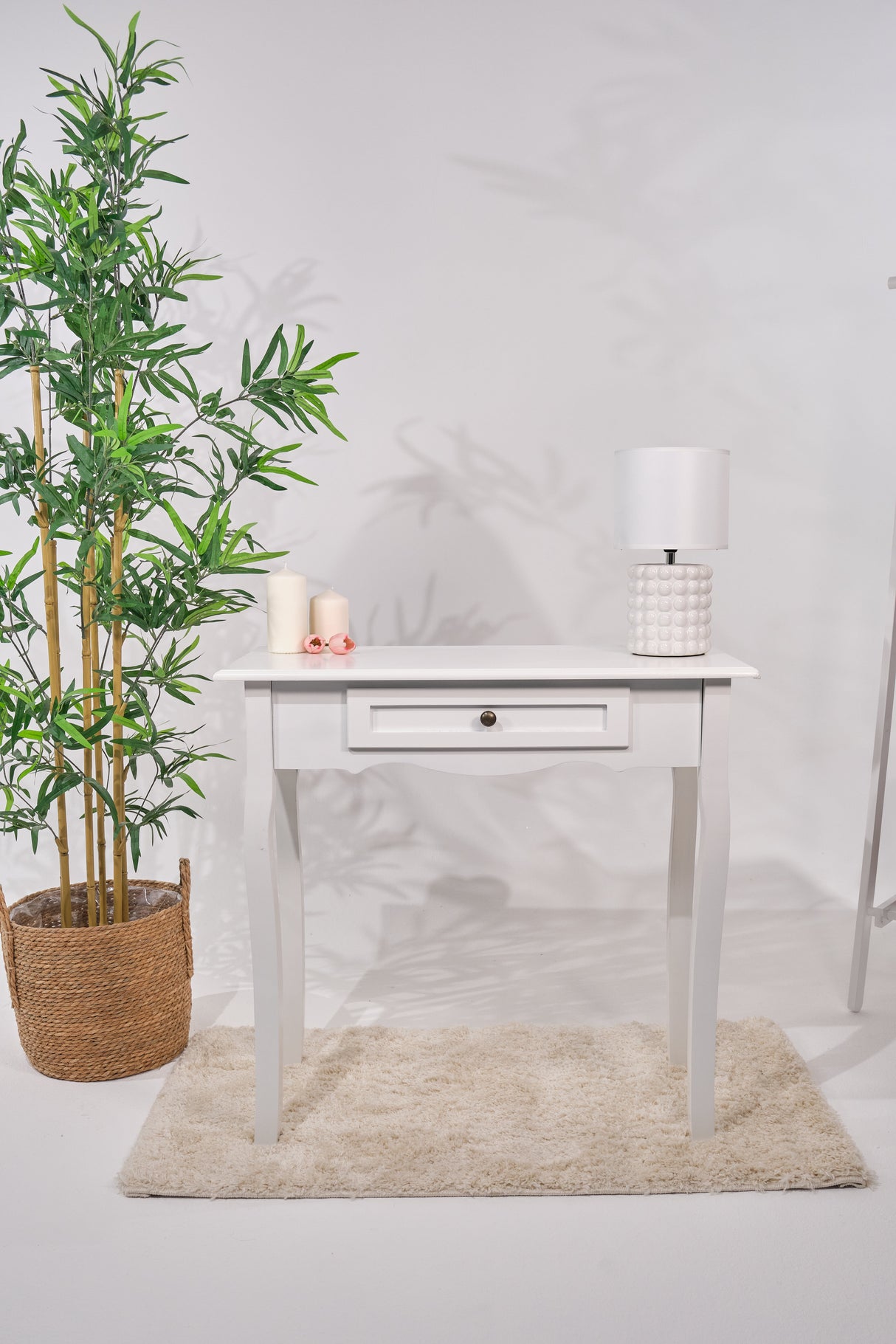 Consolle con 1 Cassetto in Legno 80x37x75 cm colore Bianco