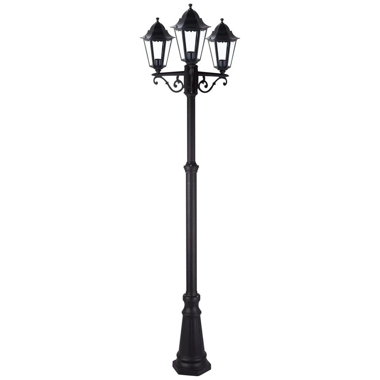 Lampione con 3 lanterne esagonali ideale per esterno IP44 Colore Nero Serie Classic