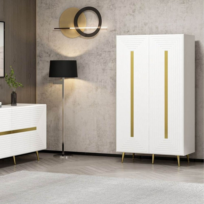 Armadio multiuso 2 ante particolari oro 90x47x164h