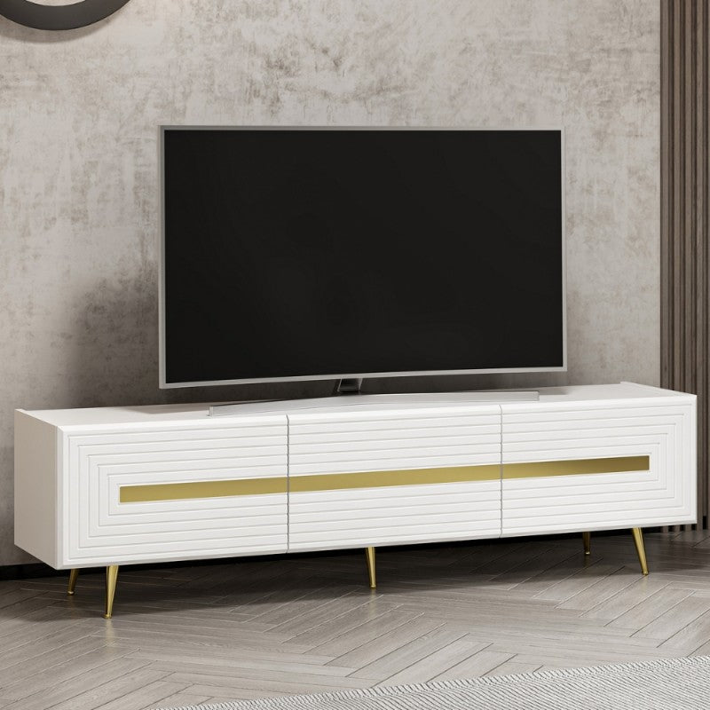 MOBILE  PORTA TV  COLORE BIANCO CON INSERTI DORATI