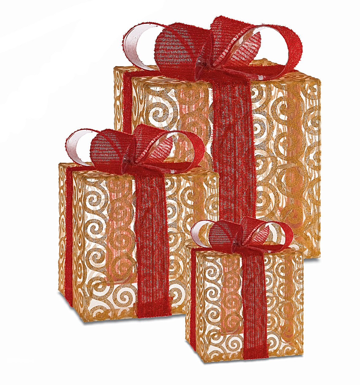 Set 3 pacchi regalo con luci a Led bianco caldo, con box batterie e Timer, ogni pacco dispone del suo box batterie (Batterie incluse nella confezione) Idea regalo