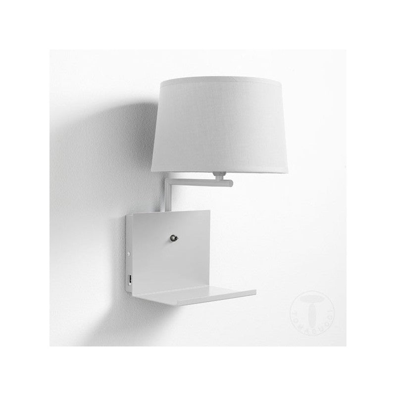 Applique con presa USB  struttura realizzata in metallo Bianco