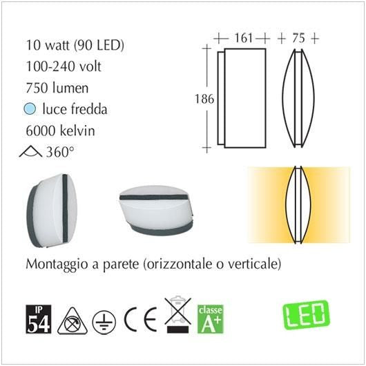 Applique Led da esterno lampada a parete Dual scheda tecnica