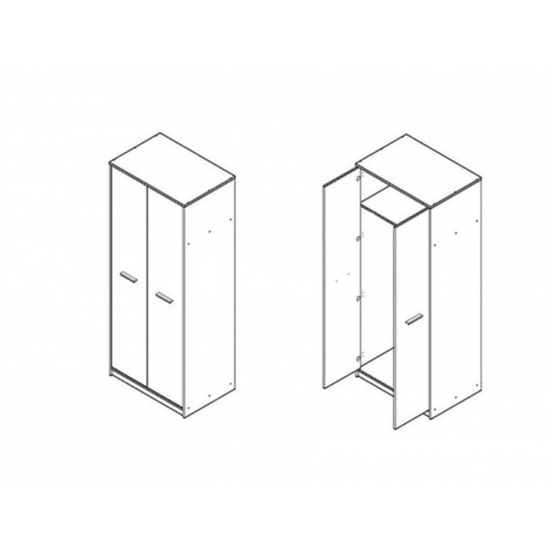 Armadio 3 ante 2 cassetti rovere bianco Nepo
