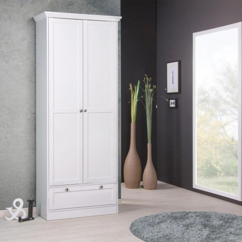Armadio bianco due ante e cassetto
