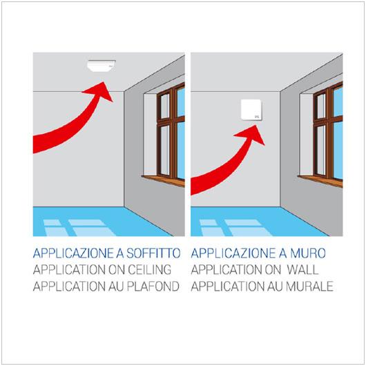 LUX102 Ø80 Aspiratore da parete fissaggio a parete e soffitto
