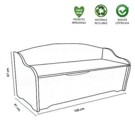 Cassapanca contenitore in legno massello - misure