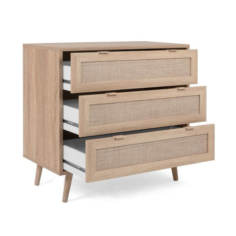 Comò/Cassettiera 3 cassetti effetto vimini intrecciato