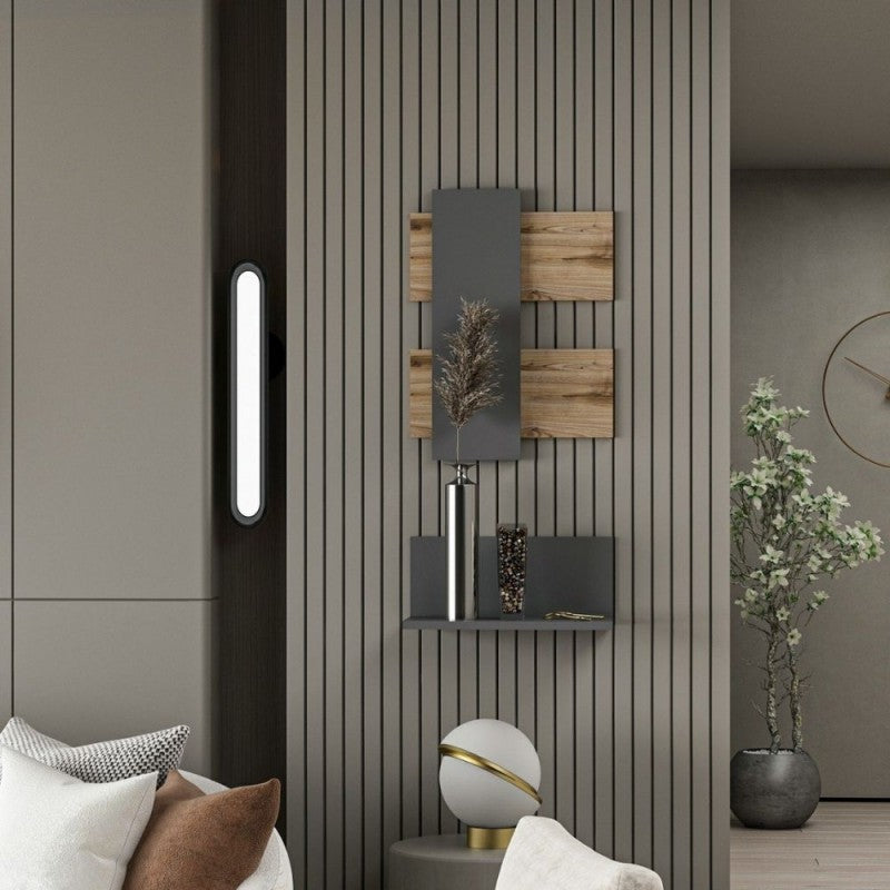 Composizione mensole da parete antracite noce