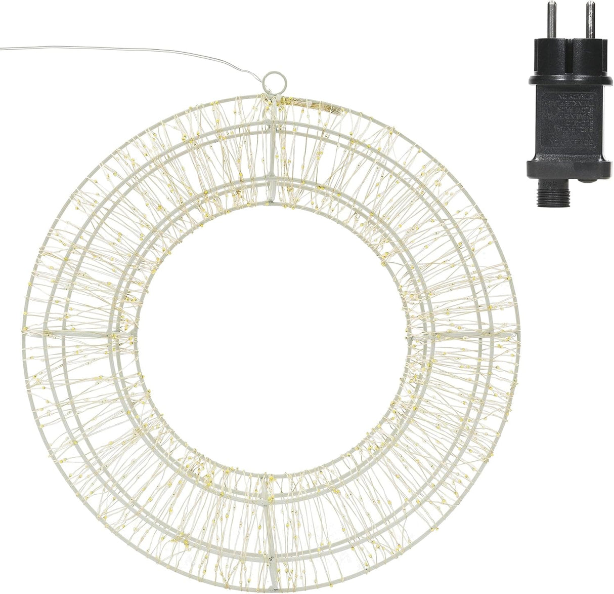 Ghirlande/Corona Natalizie, Decorazione luminosa 3D Struttura in metallo rivestita con Microled Bianco Caldo con Led Flash