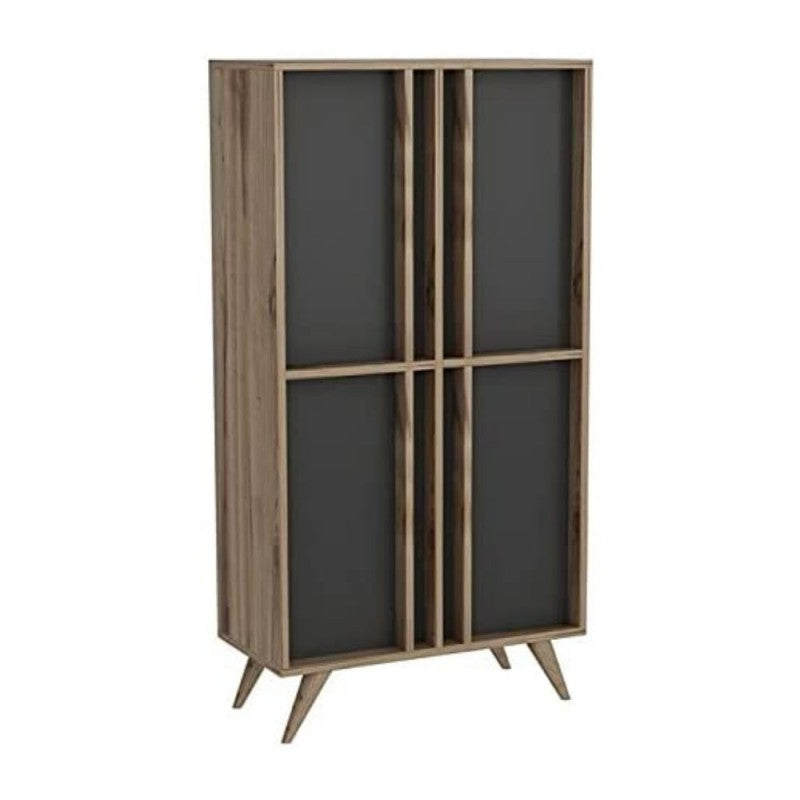 Credenza alta 4 ante antracite noce  72x139