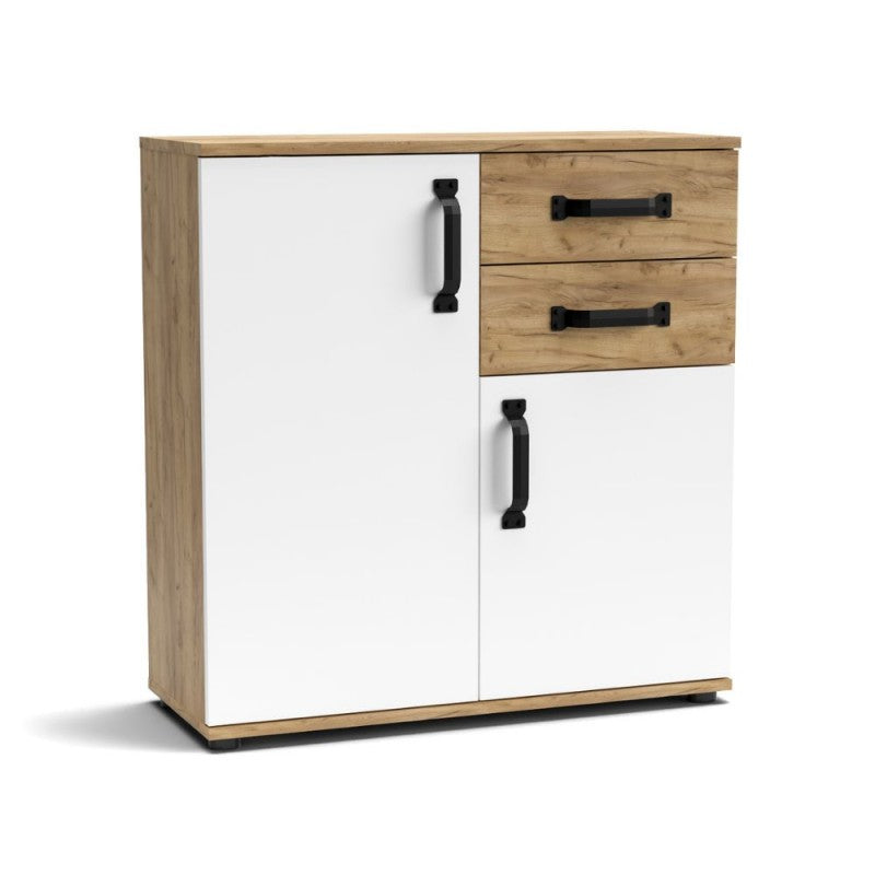 Credenza di colore rovere e bianco Misure 80x32x83H cm