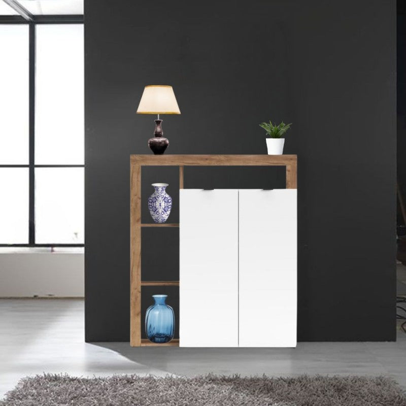 Credenza 2 colore rovere tabacco e bianco