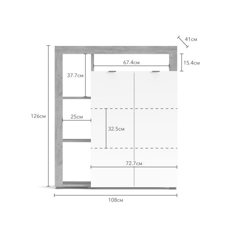 Credenza 2 colore rovere tabacco e bianco