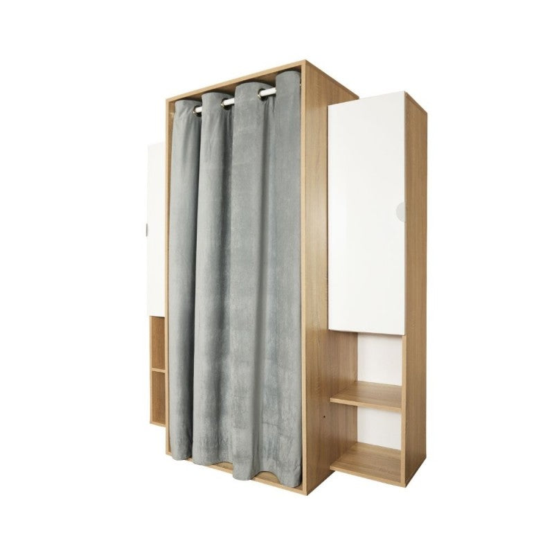 Guardaroba di colore rovere e bianco con Tenda Inclusa Misura 150x56x184h