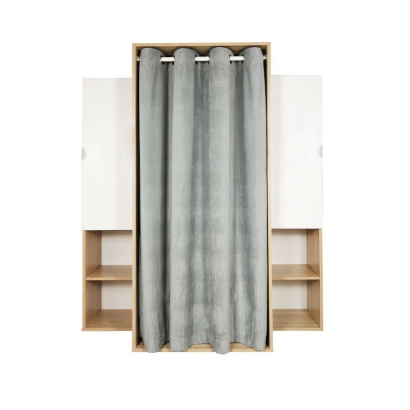 Guardaroba di colore rovere e bianco con Tenda Inclusa Misura 150x56x184h