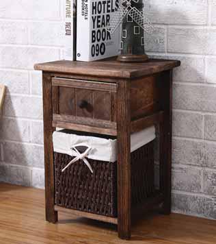 Comodino 2 Cassetti in Legno Massello Bianco 28x30x45 cm