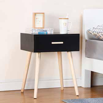 Comodino 1 Cassetto e gambe in Legno 42x35x53 cm