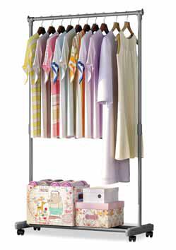 Stender appendiabiti in metallo verniciato Grigio con ruote Misure 77x39x143cm