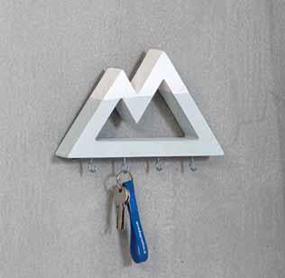 Portachiavi in Legno da Appendere, con 4 ganci portachiavi Misure 25,5x3x13cm