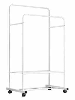 Stender doppio realizzato in metallo verniciato Bianco con ruote Misure  80x51x160cm