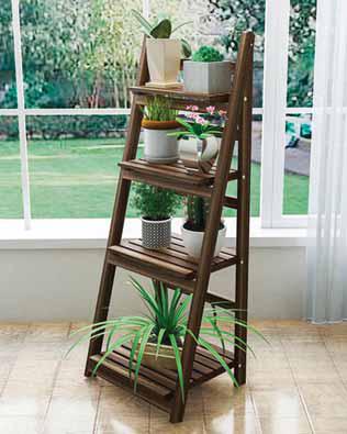 Portapiante in legno con 4 piani richiudibili Misure L.411XP.34XH.112 cm