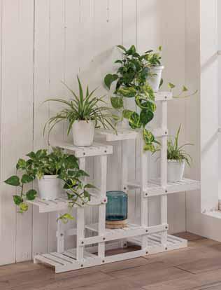 Portapiante Porta Piante Fioriera Abete Verniciato Misure 120x25x98 cm Bianco