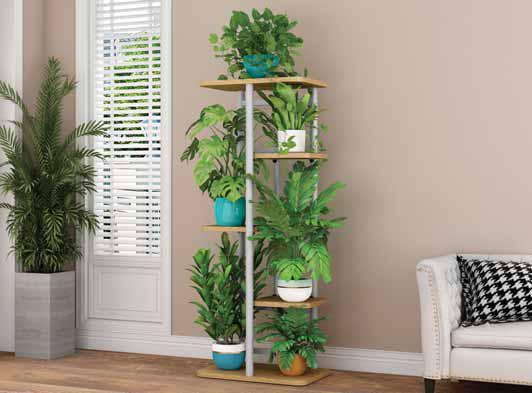 Portapiante in metallo con mensole MDF color legno  Misure 43X23,5X94,5cm