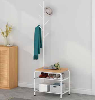 Appendiabiti con panchetta realizzato con tubi in metallo Misure 54x35x170cm