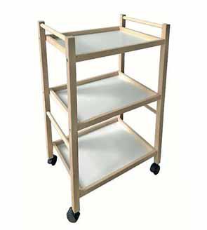 Carrello in legno faggio con 3 ripiani bianchi Misure L.40XP.28XH.64,5cm
